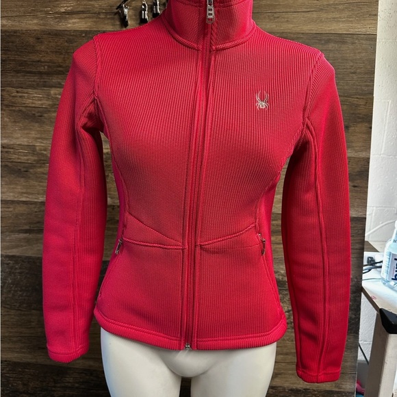 Spyder Pink Ski Jacket with High Collar and Slim Fit - Picture 1 of 11